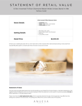 0.13ct Inverted Trillion Diamond Bezel Wide Unisex Band in 18k Yellow Gold