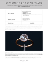 0.59ct White Rosecut diamond in 14k Rose Gold Low Profile 6 Prong Halo Evergreen Setting