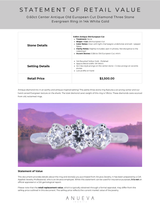 0.60ct Center Antique Old European Cut Diamond Three Stone Evergreen Ring in 14k White Gold