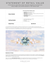 0.72ct Round Light Blue Green Montana Sapphire and Diamond Starry Night Low Profile Solitaire in 14k Yellow Gold