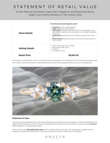 0.74ct Round Australian Green Parti Sapphire and Diamond Starry Night Low Profile Solitaire in 14k Yellow Gold