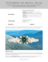 0.78ct Round Australian Green Parti Sapphire and Diamond Starry Night Low Profile Solitaire in 14k Yellow Gold