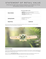 0.79ct Round Light Green Montana Sapphire Low Profile Four Prong Spring Bloom Solitaire in 14k Yellow Gold