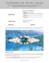 0.81ct Round Australian Green Parti Sapphire and Diamond Starry Night Low Profile Solitaire in 14k Yellow Gold