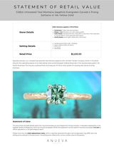 0.83ct Untreated Teal Montana Sapphire Evergreen Carved 4 Prong Solitaire in 14k Yellow Gold