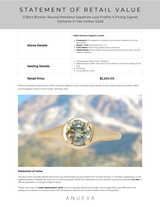 0.85ct Bicolor Round Montana Sapphire Low Profile 4 Prong Signet Solitaire in 14k Yellow Gold
