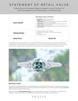 0.85ct Round Untreated Nigerian Sapphire and Princess Cut Diamond Rapids Low Profile Ring in 14k White Gold