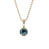 0.86ct Round Blue Montana Sapphire 4 Prong Pendant in 14k Yellow Gold