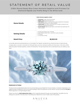 0.90ct Round Steely Blue Green Montana Sapphire and Princess Cut Diamond Rapids Low Profile Ring in 14k White Gold