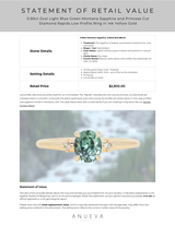 0.90ct Oval Light Blue Green Montana Sapphire and Princess Cut Diamond Rapids Low Profile Ring in 14k Yellow Gold