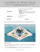 0.95ct Brilliant Kite Madagascar Sapphire and Diamond Split Shank Low Profile Halo in 18k Yellow Gold