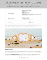 1.01ct Rosecut Three Stone Ring with Trillion Side Diamonds Compass Set Low Profile Milgrain Antique Ring in 18K Yellow Gold