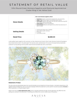 1.01ct Round Green Montana Sapphire and Diamond Asymmetrical Cluster Ring in 14k Yellow Gold