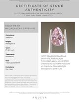 40% OFF 1.02CT PEAR MADAGASCAR SAPPHIRE, PINK PEACH, 7.20X5.26X3.45MM, UNHEATED