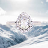 1.03ct Rosecut Arrowhead Shield Diamond and Low Profile Diamond Halo Pavé Set Ring in Platinum