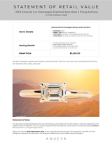 1.05ct Emerald Cut Champagne Diamond East-West 4 Prong Solitaire in 14k Yellow Gold