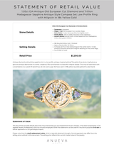 1.05ct GIA Antique Old European Cut Diamond and Trillion Madagascar Sapphire Antique Style Compass Set Low Profile Ring with Milgrain in 18k Yellow Gold