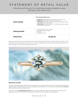 1.05ct Round Precision Cut Light Blue Montana Sapphire Lotus Solitaire in 14k Yellow Gold