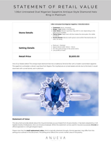 1.06ct Untreated Oval Nigerian Sapphire Antique-Style Diamond Halo Ring in Platinum