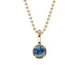 1.06ct Round Blue Montana Sapphire 4 Prong Pendant in 14k Yellow Gold