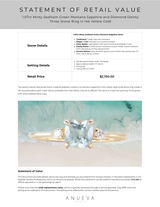 1.07ct Minty Seafoam Green Montana Sapphire and Diamond Dainty Three Stone Ring in 14k Yellow Gold
