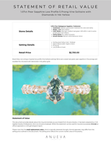 1.07ct Pear Sapphire Low Profile 5 Prong Vine Solitaire with Diamonds in 14k Yellow