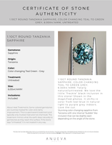 40% OFF 1.10CT ROUND TANZANIA SAPPHIRE, COLOR CHANGING TEAL TO GREEN GREY, 6.00X4.14MM, UNTREATED
