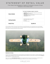 1.10ct Deep Teal Madagascar Sapphire Evergreen Carved 4 Prong Solitaire in 14k Yellow Gold