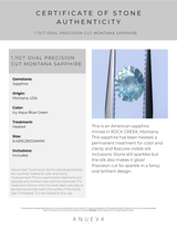 1.11CT OVAL PRECISION CUT MONTANA SAPPHIRE, ICY AQUA BLUE GREEN, 6.43X5.29X3.94MM