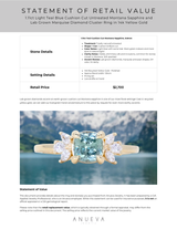 1.11ct Light Teal Blue Cushion Cut Untreated Montana Sapphire and Lab Grown Marquise Diamond Cluster Ring in 14k Yellow Gold