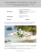 1.12ct Round Australian Parti Sapphire Low Profile Six Prong Split Shank Solitaire in 14k Yellow Gold