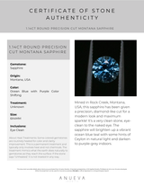 1.14CT ROUND PRECISION CUT MONTANA SAPPHIRE, OCEAN BLUE WITH SOME PURPLE COLOR SHIFTING, 6X4MM