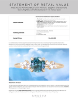 1.15ct Round Parti Teal Blue Green Montana Sapphire and Diamond Starry Night Low Profile Solitaire in 14k Yellow Gold