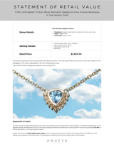 1.19ct Untreated Trillion Blue Montana Sapphire Vine Frame Necklace in 14k Yellow Gold