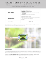 1.20ct Untreated Australian Emerald Cut Parti Sapphire Low Profile 4 Prong East-West Solitaire in 14k Yellow Gold