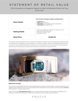 1.23ct Emerald cut Sapphire Signet in Satin & Polished Finish 14k Two Tone Gold