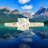 1.24ct Round Crown Jubilee® Cut GIA Diamond 4-Prong Evergreen Carved Solitaire in 14K Yellow Gold