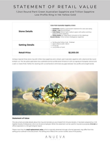 1.24ct Round Parti Green Australian Sapphire and Trillion Sapphire Low Profile Ring in 14k Yellow Gold