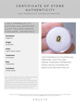 40% OFF 1.25CT EMERALD CUT AUSTRALIAN SAPPHIRE, LIGHT YELLOW-GREEN, 7.0X5.5MM, UNTREATED