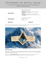 1.27ct Australian Kite Sapphire Bezel Set "Signet" Style Wide Band Solitaire in 14k Yellow Gold