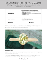 1.27ct Bright Yellow Green Precision Cut Montana Sapphire Scallop Cup Solitaire in 14k Yellow Gold