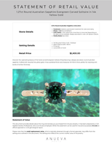 1.27ct Round Australian Sapphire Evergreen Carved Solitaire in 14k Yellow Gold