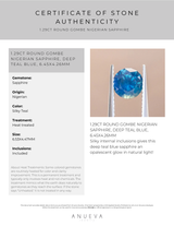 1.29CT ROUND GOMBE NIGERIAN SAPPHIRE, DEEP TEAL BLUE, 6.45X4.26MM