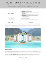 1.29ct Bezel Set Emerald Cut Untreated Montana Sapphire and Montana Sapphire Sides Three Stone Ring in 14k Yellow Gold