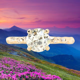 1.30ct Round Crown Jubilee® Cut Diamond 4-Prong Evergreen Solitaire with Embedded Diamonds in 14k Yellow Gold