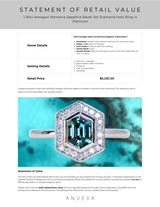1.30ct Hexagon Montana Sapphire Bezel Set Diamond Halo Ring in Platinum