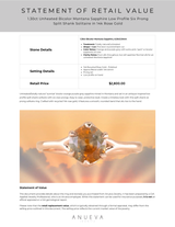 1.30ct Unheated Bicolor Montana Sapphire Low Profile Six Prong Split Shank Solitaire in 14k Rose Gold