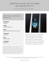 1.32CT OVAL SONGEAN SAPPHIRE, TEAL COLOR SHIFTING TO PURPLE, 7.02X5.10X4.93MM