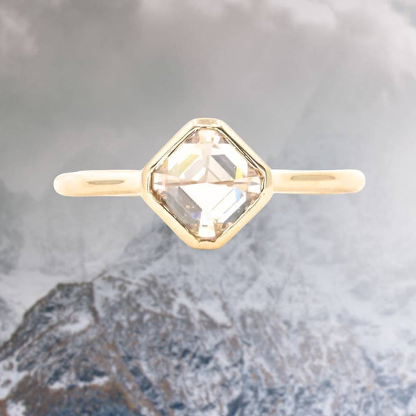 1.33ct Inverted Asscher cut Diamond in 14k Yellow Gold Contemporary Bezel Setting