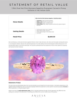 1.35ct Oval Hot Pink Montana Sapphire Evergreen Carved 4 Prong Solitaire in 14k Yellow Gold